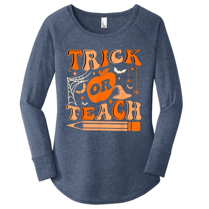 Groovy Halloween Trick Or Teach Ghost Teacher Student Women's Perfect Tri Tunic Long Sleeve Shirt