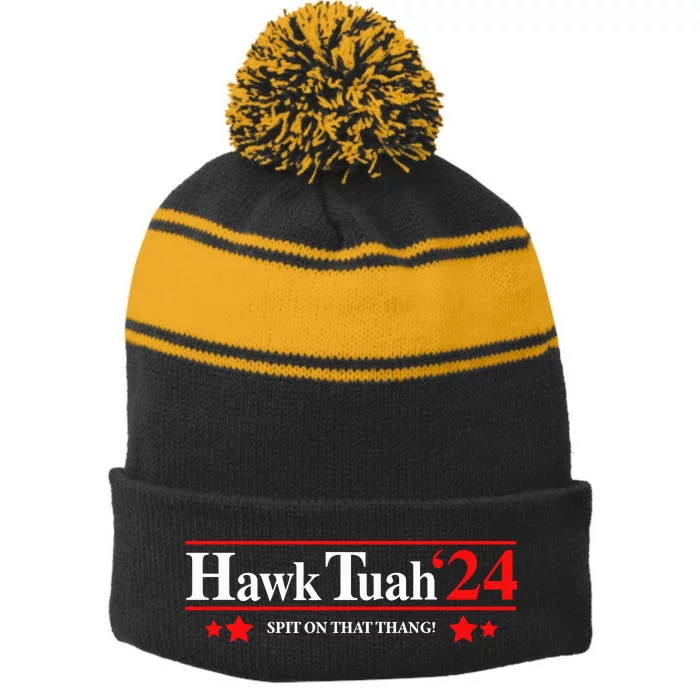 Goodcrewdrew Hawk Tuah24 Spit On That Thang Stripe Pom Pom Beanie