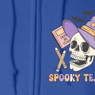 Groovy Halloween Trick Or Teach Skull Spooky Teacher Witch Gift Full Zip Hoodie