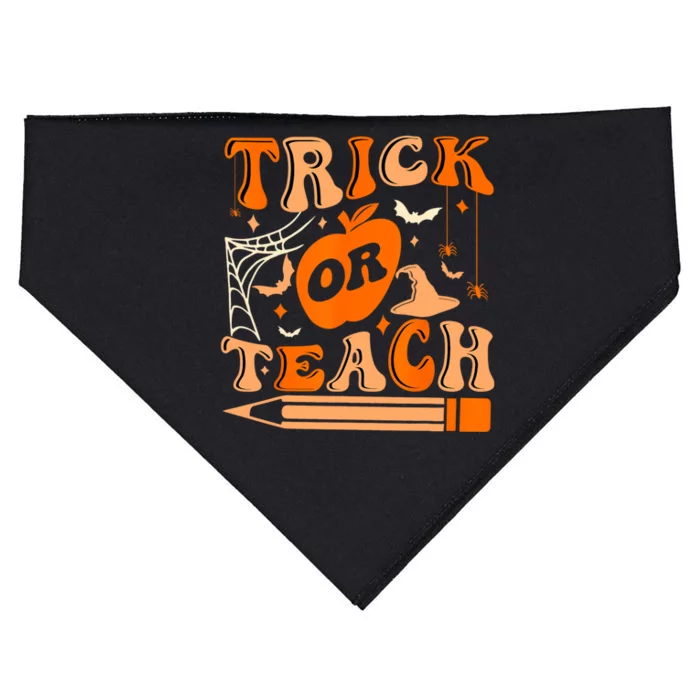 Groovy Halloween Trick Or Teach Ghost Teacher Student USA-Made Doggie Bandana