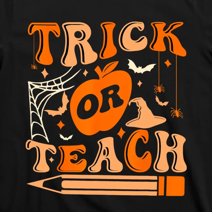 Groovy Halloween Trick Or Teach Ghost Teacher Student T-Shirt