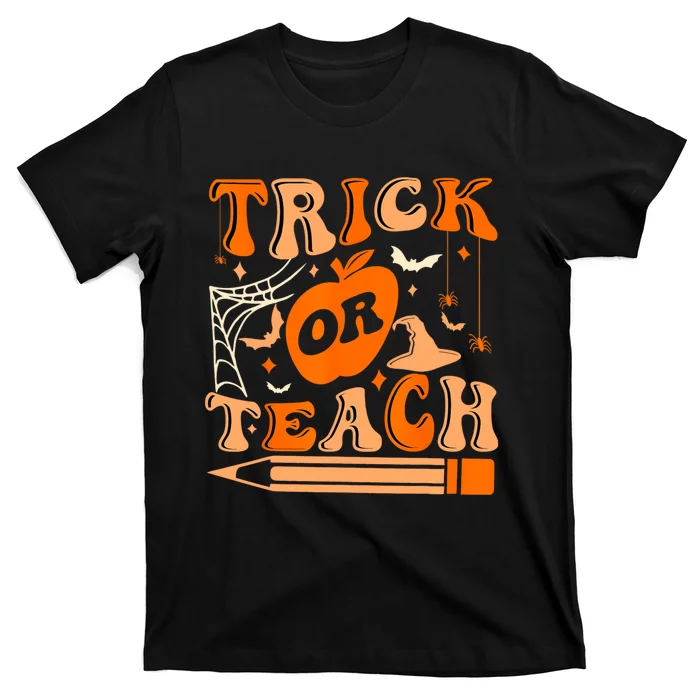 Groovy Halloween Trick Or Teach Ghost Teacher Student T-Shirt