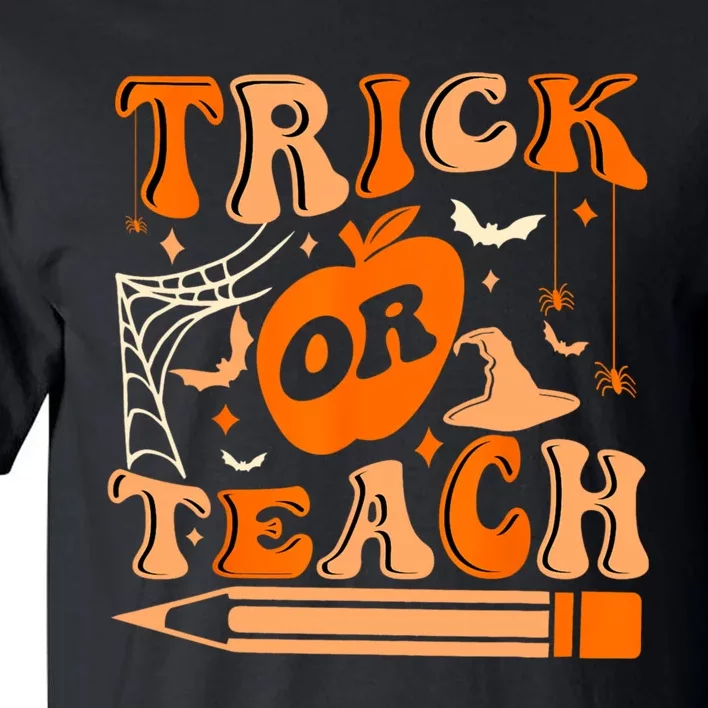 Groovy Halloween Trick Or Teach Ghost Teacher Student Tall T-Shirt