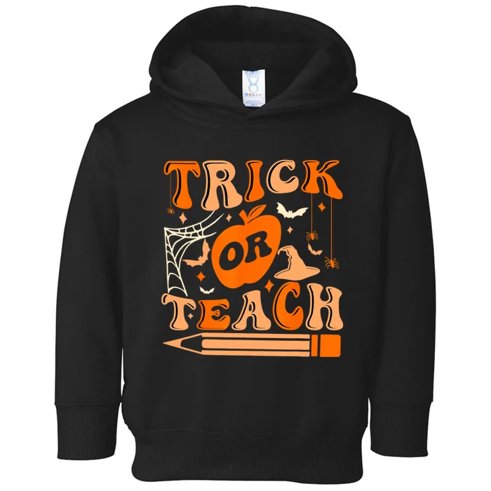 Groovy Halloween Trick Or Teach Ghost Teacher Student Toddler Hoodie