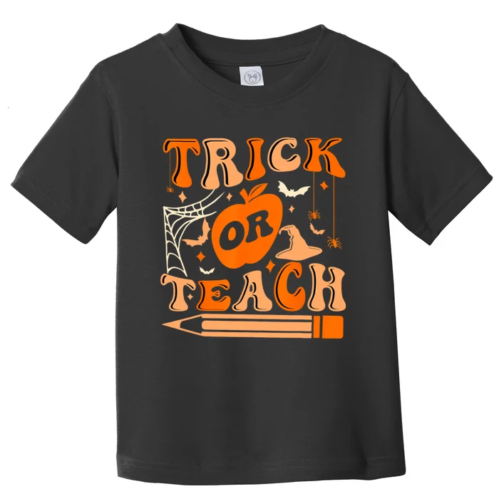 Groovy Halloween Trick Or Teach Ghost Teacher Student Toddler T-Shirt