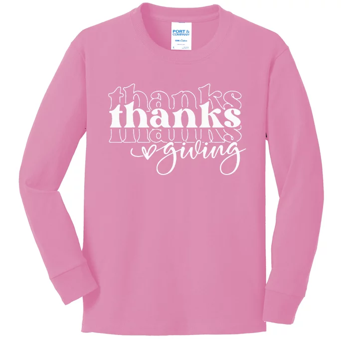 Groovy Happy Thanksgiving Cute Kids Long Sleeve Shirt