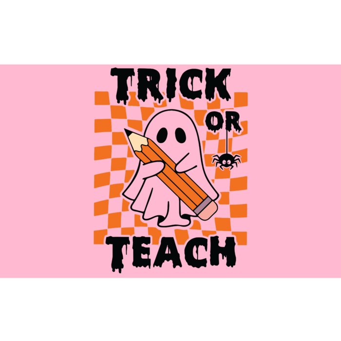 Groovy Halloween Trick Or Teach Retro Floral Ghost Teacher Bumper Sticker