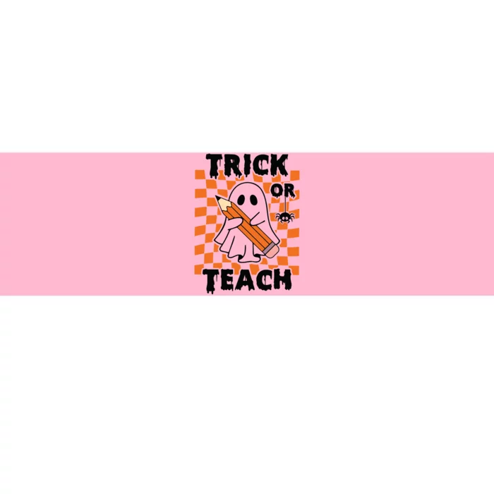 Groovy Halloween Trick Or Teach Retro Floral Ghost Teacher Bumper Sticker