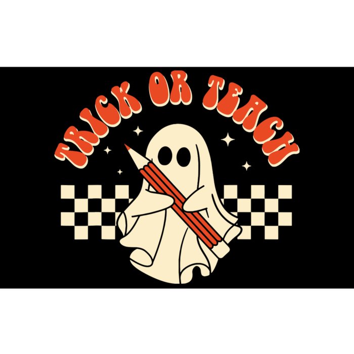 Groovy Halloween Trick Or Teach Retro Floral Ghost Teacher Bumper Sticker