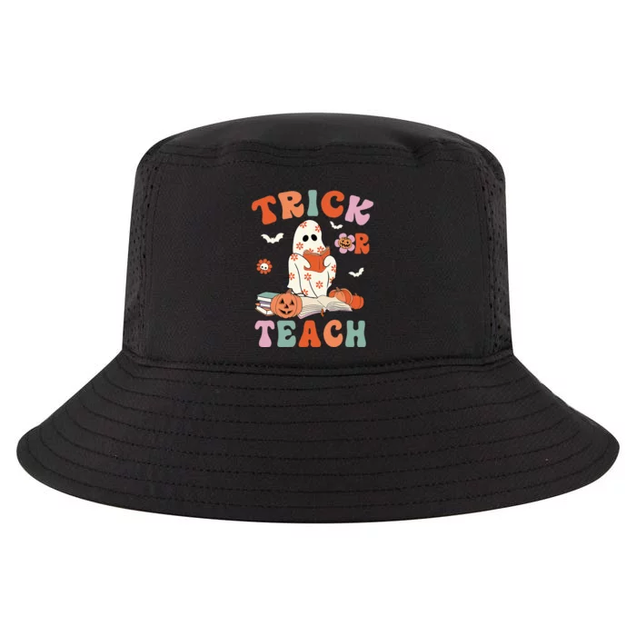 Groovy Halloween Trick Or Teach Retro Floral Ghost Teacher Cool Comfort Performance Bucket Hat