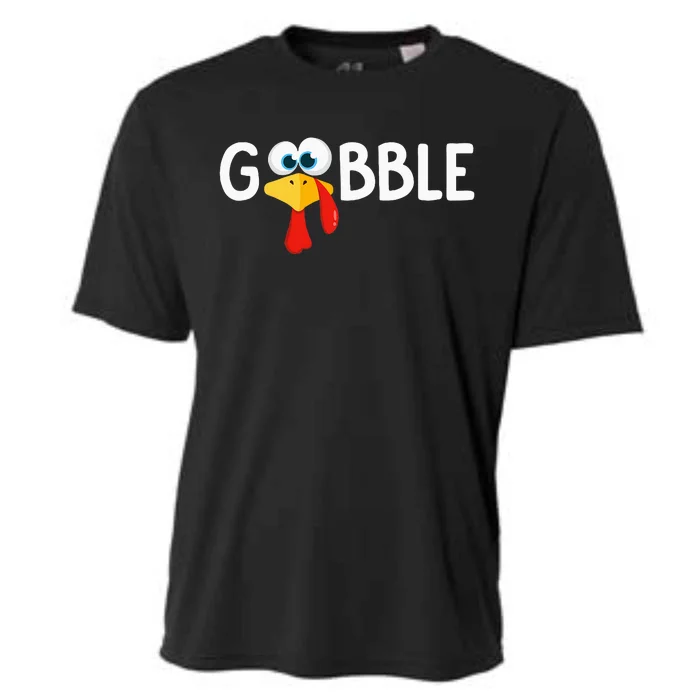 Gobble Happy Thanksgiving Little Turkey Day Cooling Performance Crew T-Shirt