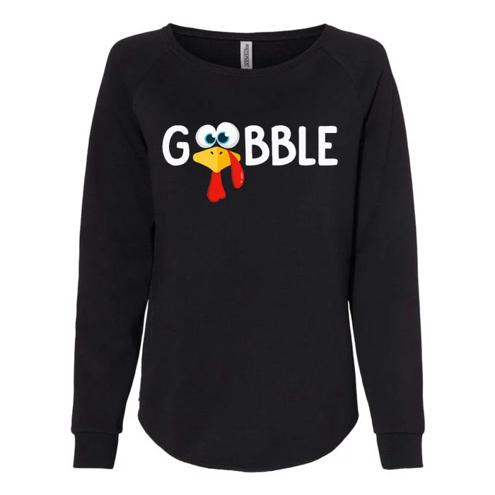 Gobble Happy Thanksgiving Little Turkey Day Womens California Wash Sweatshirt