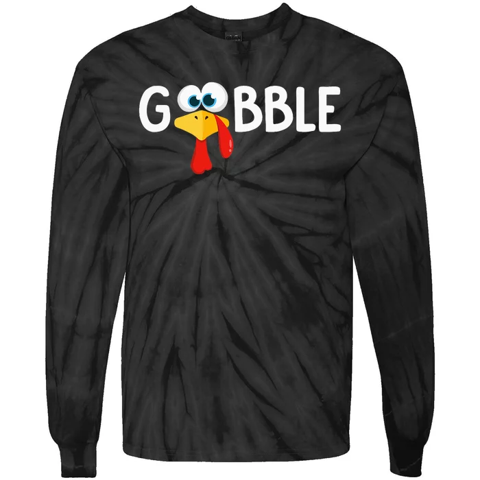 Gobble Happy Thanksgiving Little Turkey Day Tie-Dye Long Sleeve Shirt