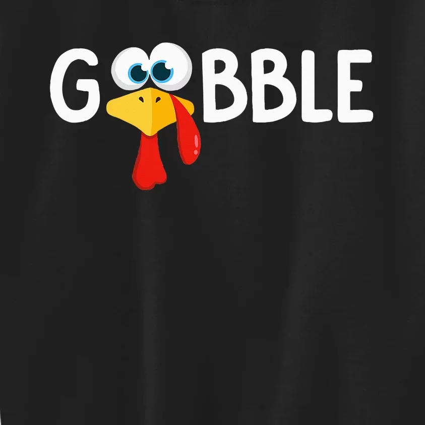 Gobble Happy Thanksgiving Little Turkey Day Kids Sweatshirt