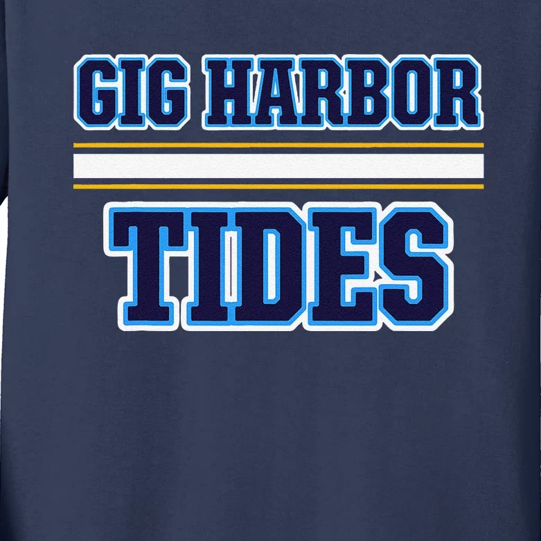 Gig Harbor Tides Horizontal Stripes Kids Long Sleeve Shirt