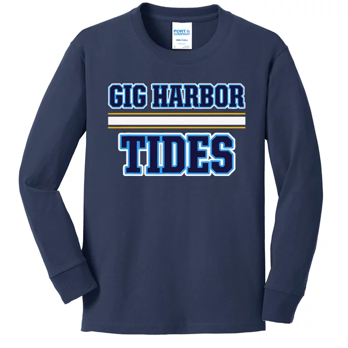 Gig Harbor Tides Horizontal Stripes Kids Long Sleeve Shirt