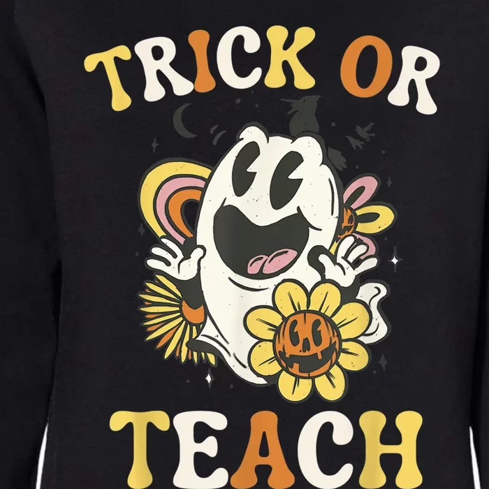 Groovy Halloween Trick or Teach Retro Spooky Ghost Teacher Womens California Wash Sweatshirt