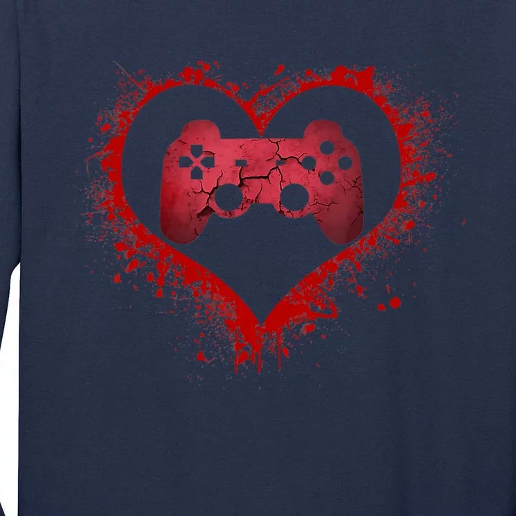 Gamer Heart Valentines Day Video Games Boy Tall Long Sleeve T-Shirt