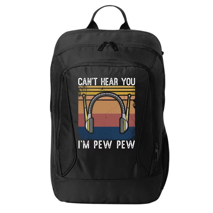 Gamer Headset Vintage Can't Hear You I’m Pew Pew Gaming Funny Gift City Backpack