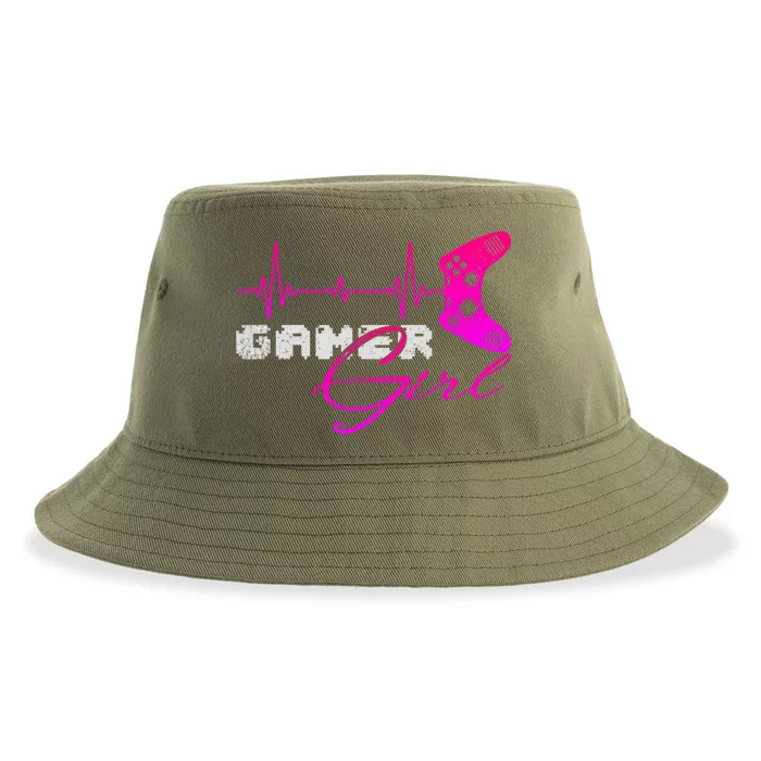 Gamer Heartbeat Video Games Controller Gaming Gift Sustainable Bucket Hat