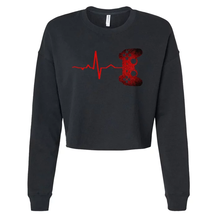 Gamer Heartbeat Video Games Gaming Cropped Pullover Crew