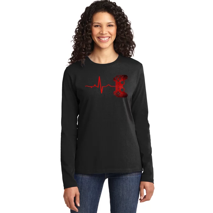 Gamer Heartbeat Video Games Gaming Ladies Long Sleeve Shirt