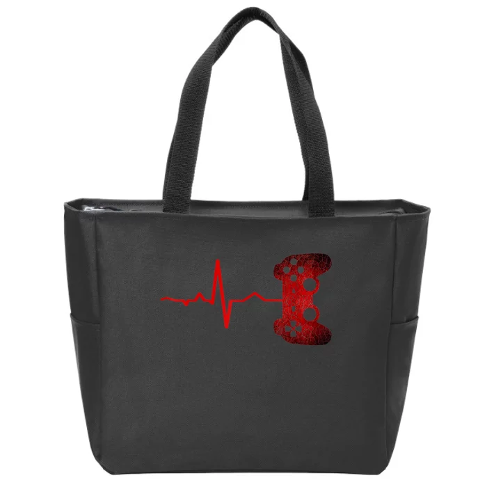 Gamer Heartbeat Video Games Gaming Zip Tote Bag