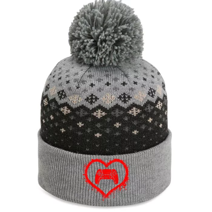 Gamer Heart Valentines Day Video Games The Baniff Cuffed Pom Beanie