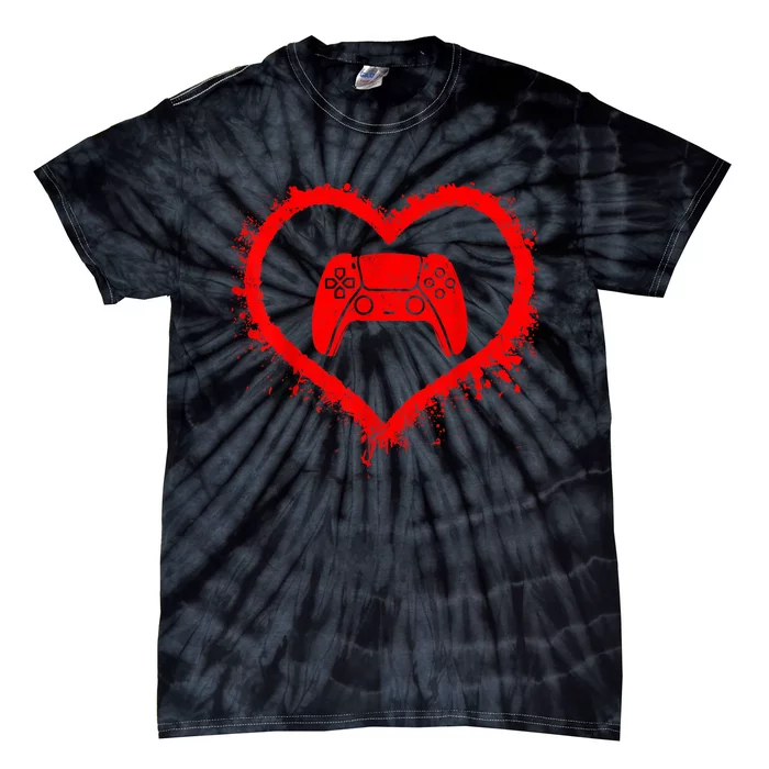 Gamer Heart Valentines Day Video Games Tie-Dye T-Shirt