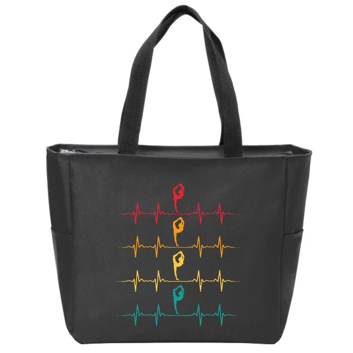 Gymnastics Heartbeat Vintage Funny Gymnast Mom Zip Tote Bag