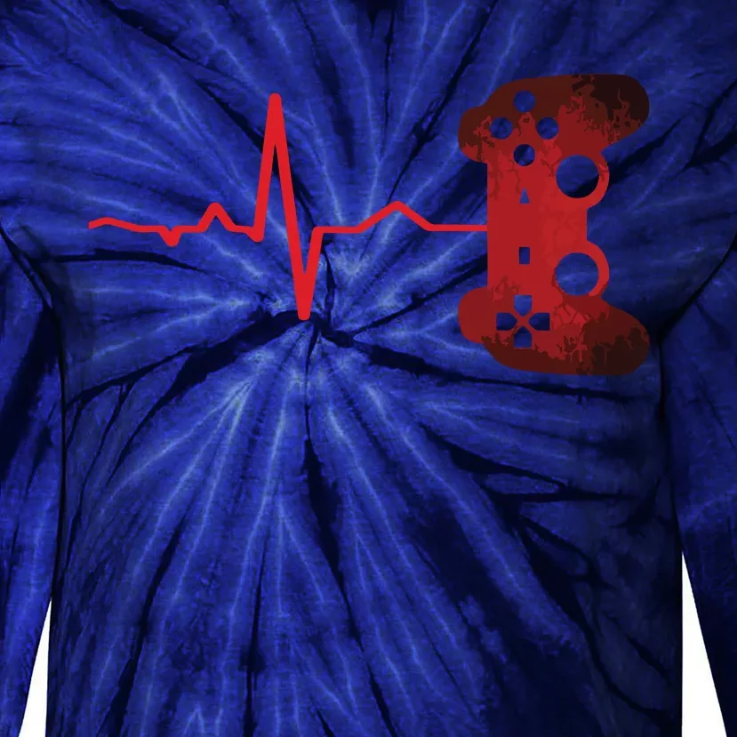 Gamer Heartbeat Video Games Gaming Teens Tie-Dye Long Sleeve Shirt