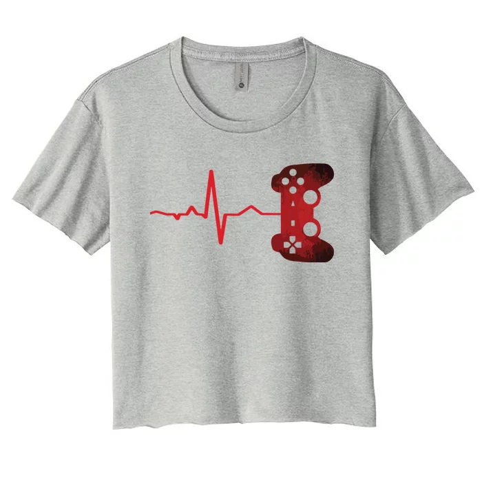 Gamer Heartbeat Video Games Gaming Teens Women's Crop Top Tee