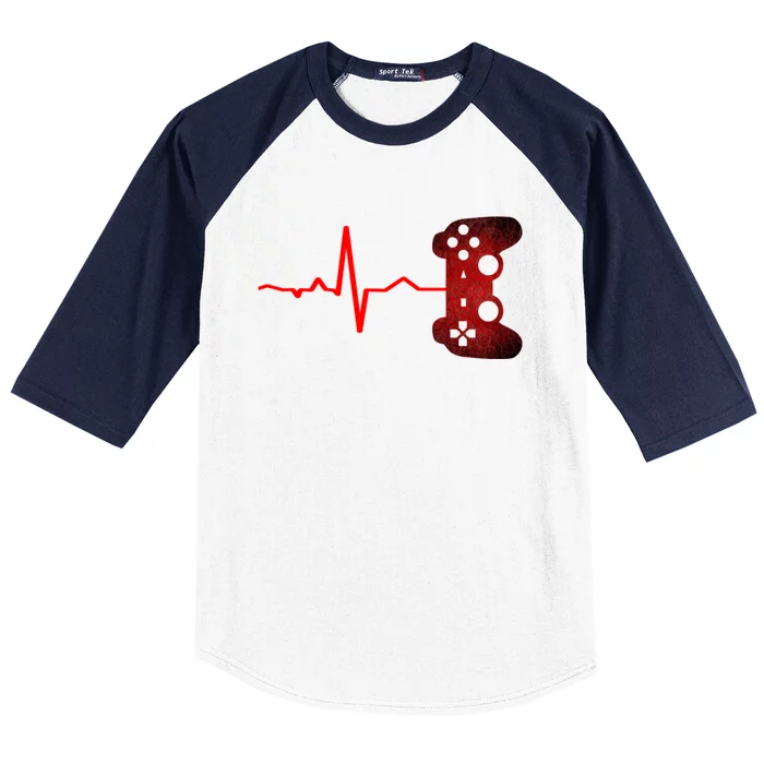 Gamer Heartbeat Video Games Gaming Ns Gift Baseball Sleeve Shirt