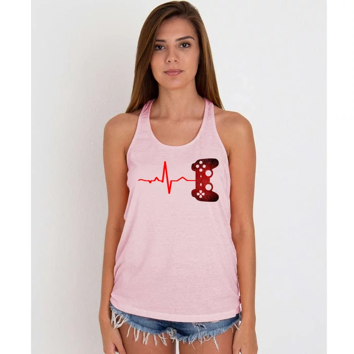 Gamer Heartbeat Video Games Gaming Ns Gift Women's Knotted Racerback Tank