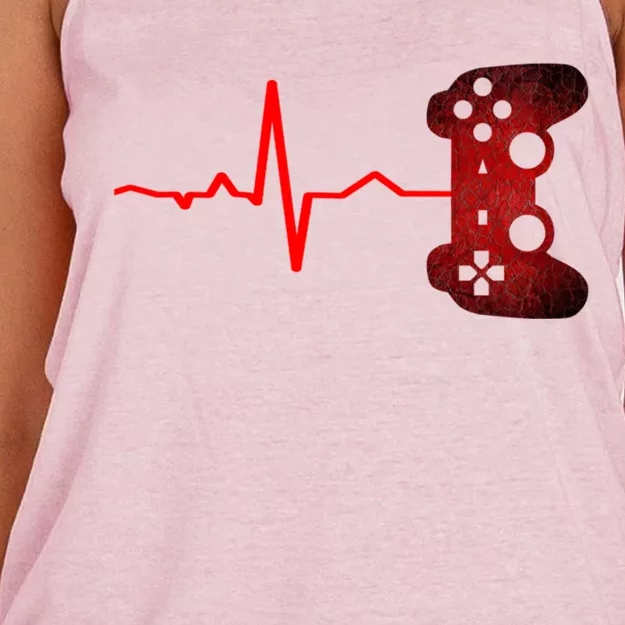 Gamer Heartbeat Video Games Gaming Ns Gift Women's Knotted Racerback Tank