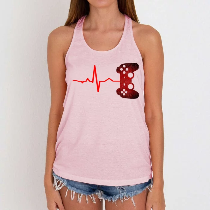 Gamer Heartbeat Video Games Gaming Ns Gift Women's Knotted Racerback Tank