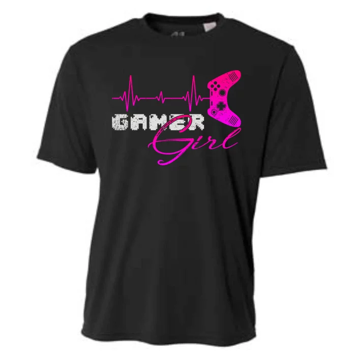 Gamer Heartbeat Video Games Controller Gaming Gift Cooling Performance Crew T-Shirt