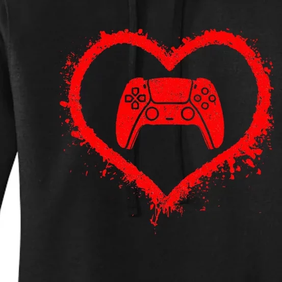 Gamer Heart Valentines Day Video Games Women's Pullover Hoodie