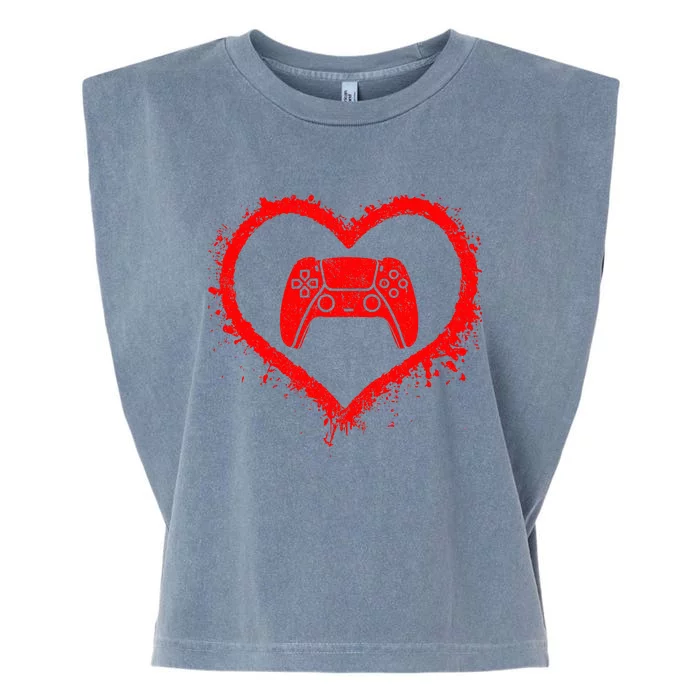 Gamer Heart Valentines Day Video Games Garment-Dyed Women's Muscle Tee