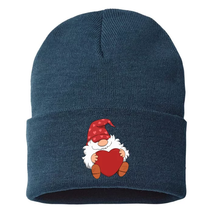 Gnome Heart Valentines Days Wo Boy Girl Sustainable Knit Beanie