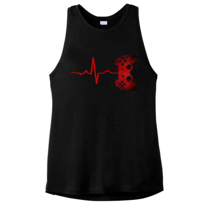 Gamer Heartbeat Video Games Gaming Teens Ladies Tri-Blend Wicking Tank