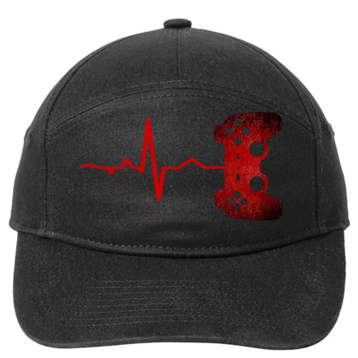 Gamer Heartbeat Video Games Gaming Teens 7-Panel Snapback Hat