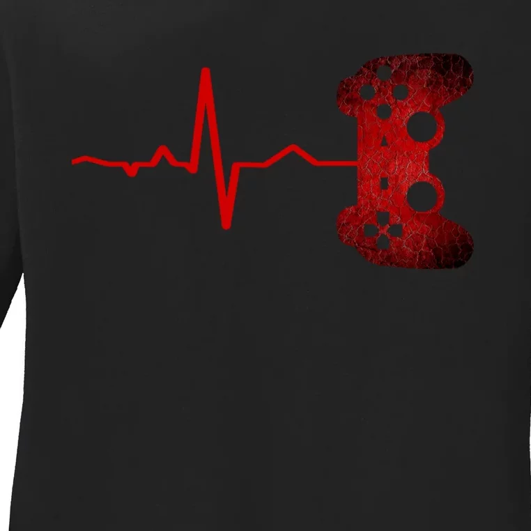 Gamer Heartbeat Video Games Gaming Teens Ladies Long Sleeve Shirt