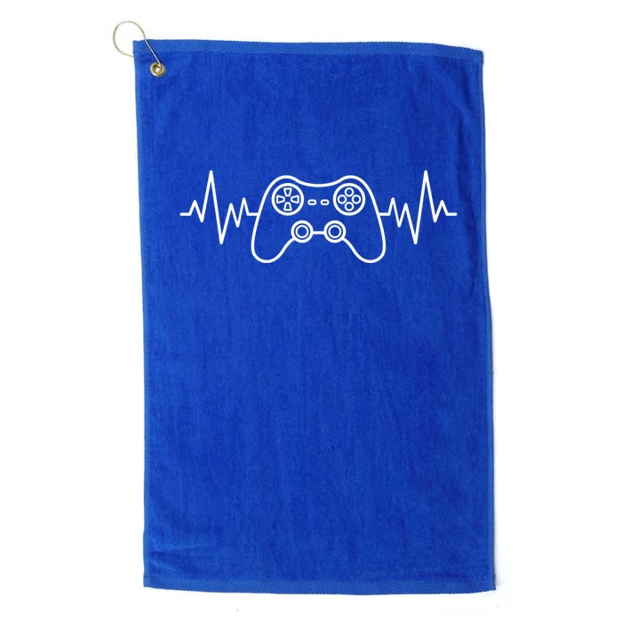 Gamer Heartbeat Video Game Controller Gaming Valentines Gift Platinum Collection Golf Towel