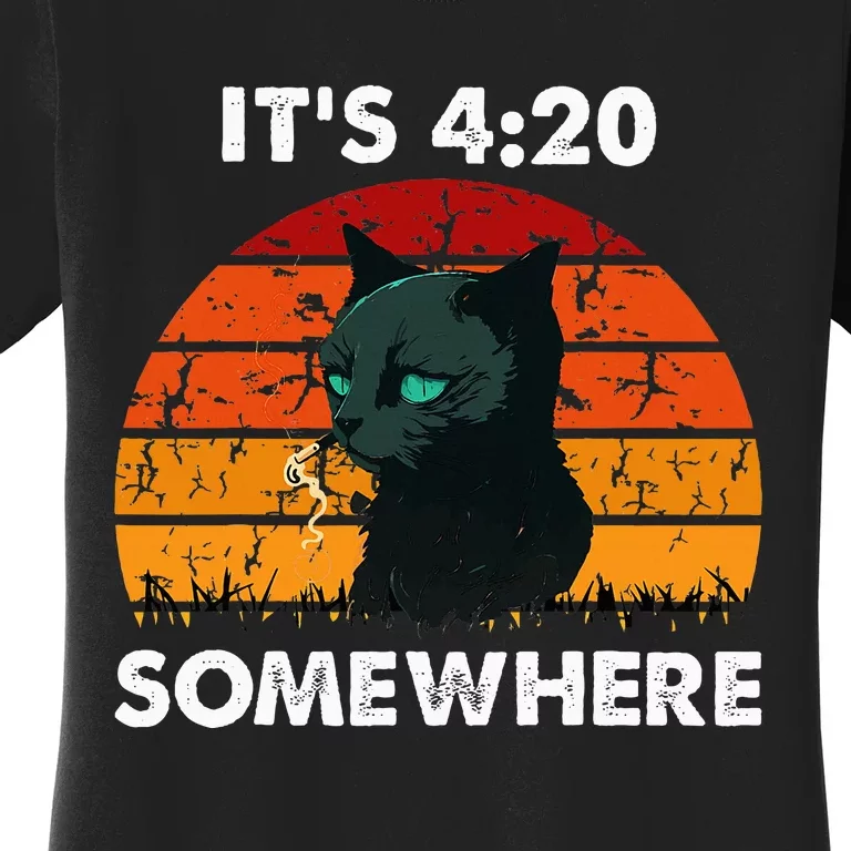 Get High With ItS 420 Somewhere Cat Smoking High Women's T-Shirt