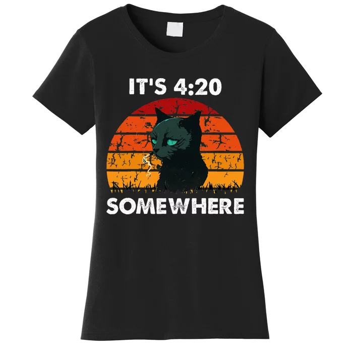 Get High With ItS 420 Somewhere Cat Smoking High Women's T-Shirt