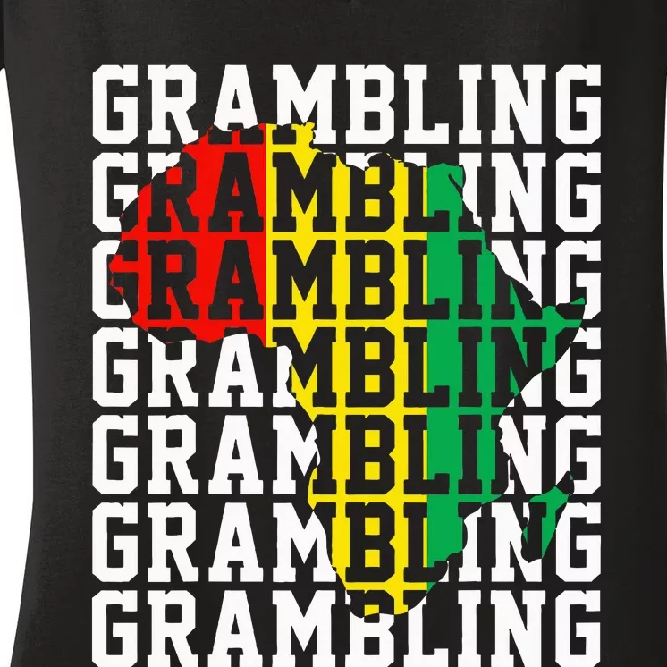 Grambling Hbcu With Africa Historical Black College Alumni Women's V-Neck T-Shirt