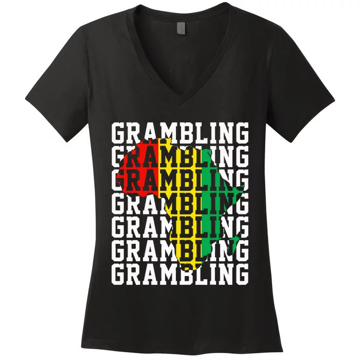 Grambling Hbcu With Africa Historical Black College Alumni Women's V-Neck T-Shirt