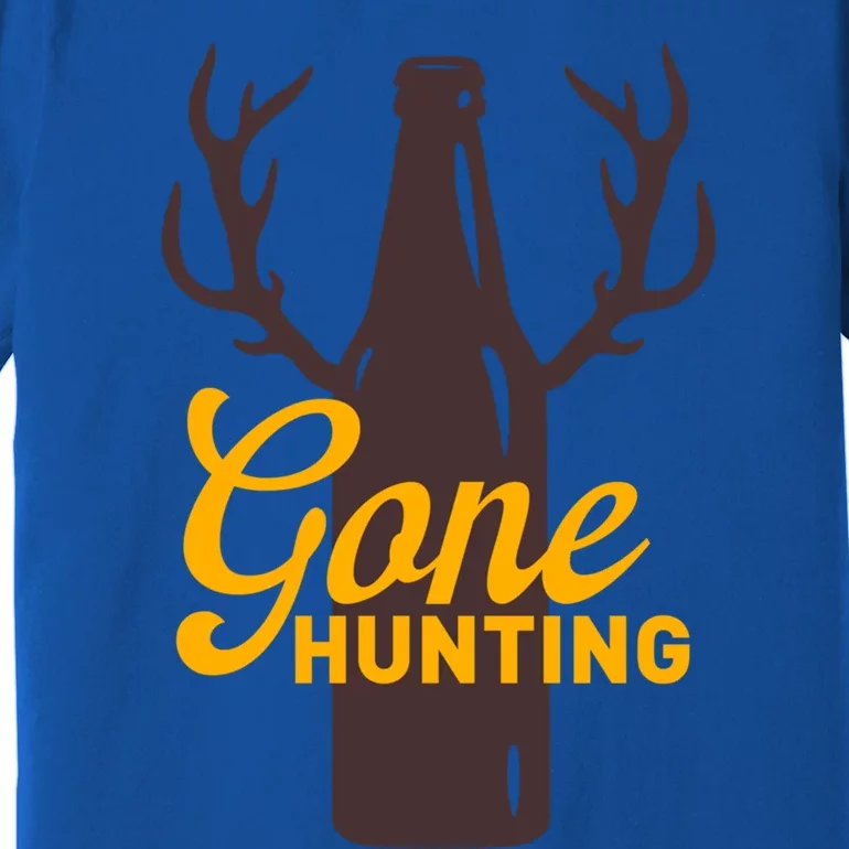 Gone Hunting With Beer Bottle With Deer Antlers Gift Premium T-Shirt