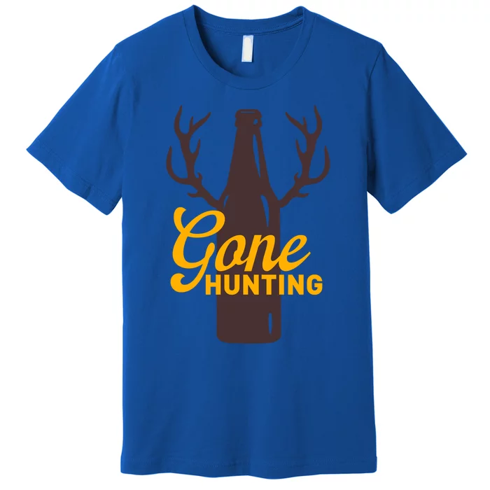 Gone Hunting With Beer Bottle With Deer Antlers Gift Premium T-Shirt